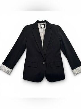 A New Day Black Blazer with White Stripe Lining Size 2